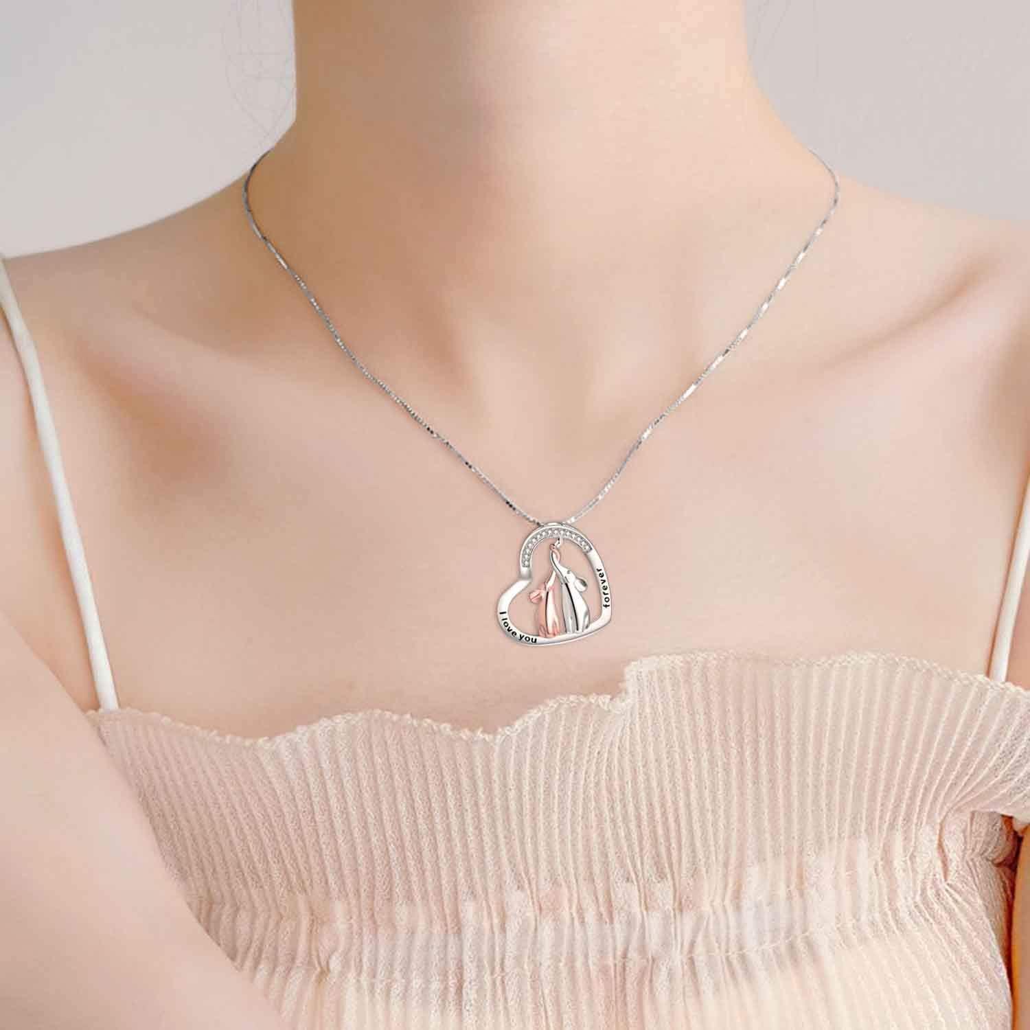 Muttertagsgeschenk Elefanten Halskette 925 Silber für Mama Frauen
