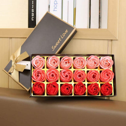 18 Stück Rose Soap Blumen Geschenkbox Rot Aromatherapie