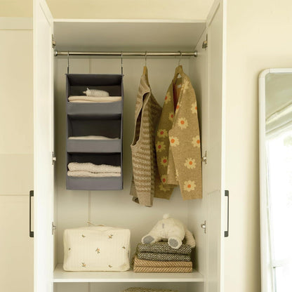 Hängeorganizer Hängeregal Faltbar 3 Fächer Grau Kleiderschrank Organizer