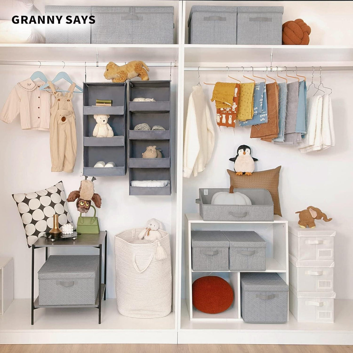 Hänge Organizer 3 Fächer Hängeaufbewahrung Kleiderschrank Organizer Grau