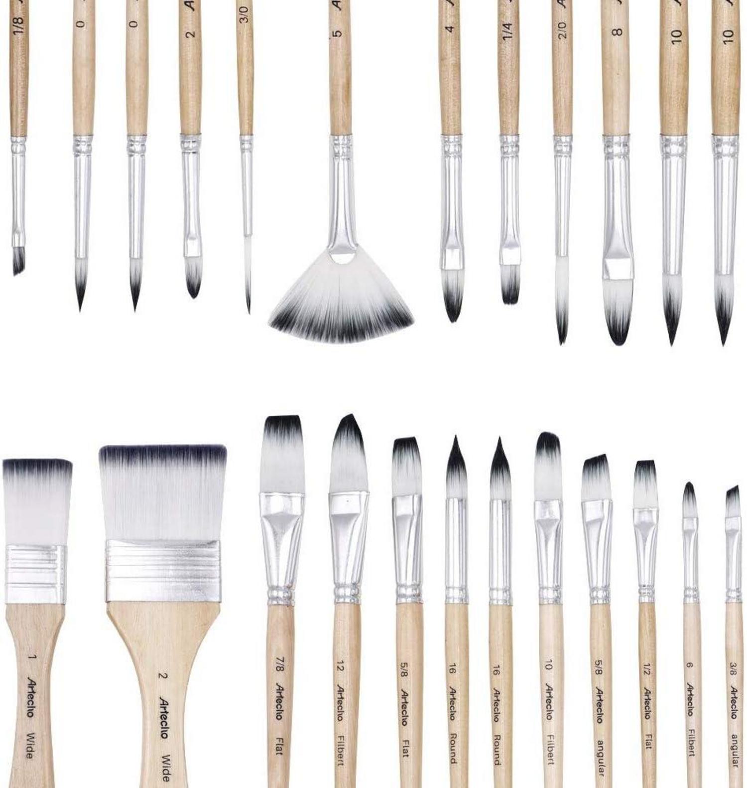 Pinselset Acrylfarben Aquarell Öl Steinmalerei Nagelpinsel 24 Größen
