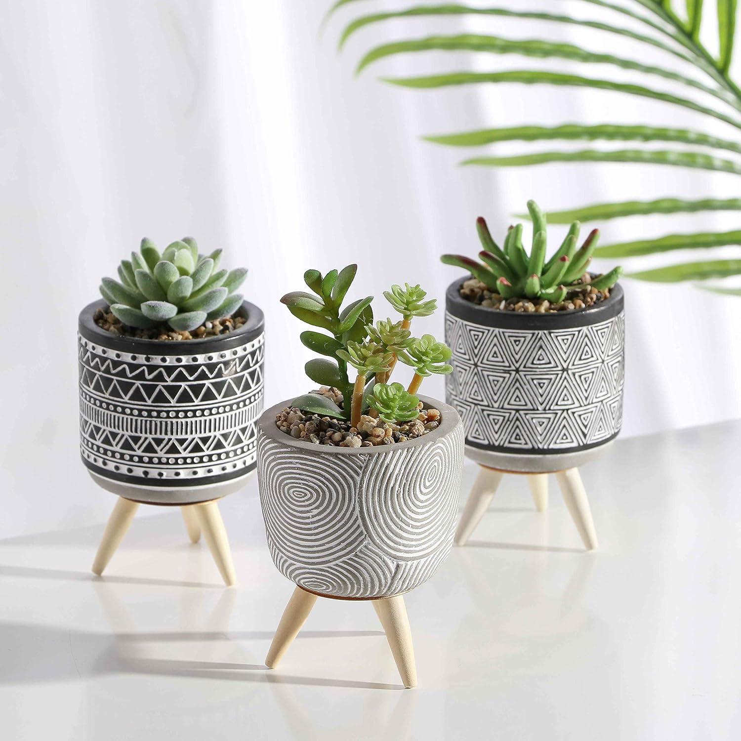 Künstliche Sukkulenten Pflanzen Set 3er Tischdeko Böhmen Stil 16.5cm