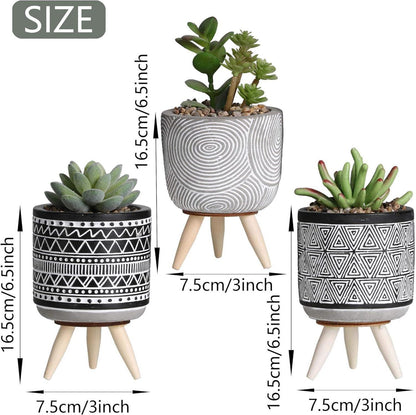 Künstliche Sukkulenten Pflanzen Set Böhmen Stil 3er 16.5cm Töpfe Wohnzimmer Deko