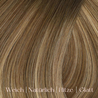 Echthaar Clip-in Extensions Ombre Braun Balayage Blond