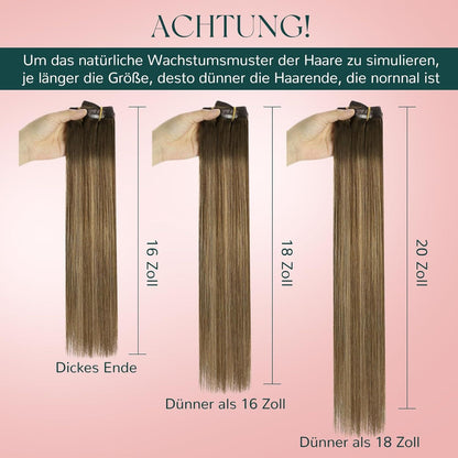 Echthaar Clip-in Extensions Ombre Braun Balayage Blond