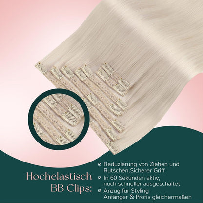 Blond Echthaar Clip-in Extensions – 45cm, 120g, #1000