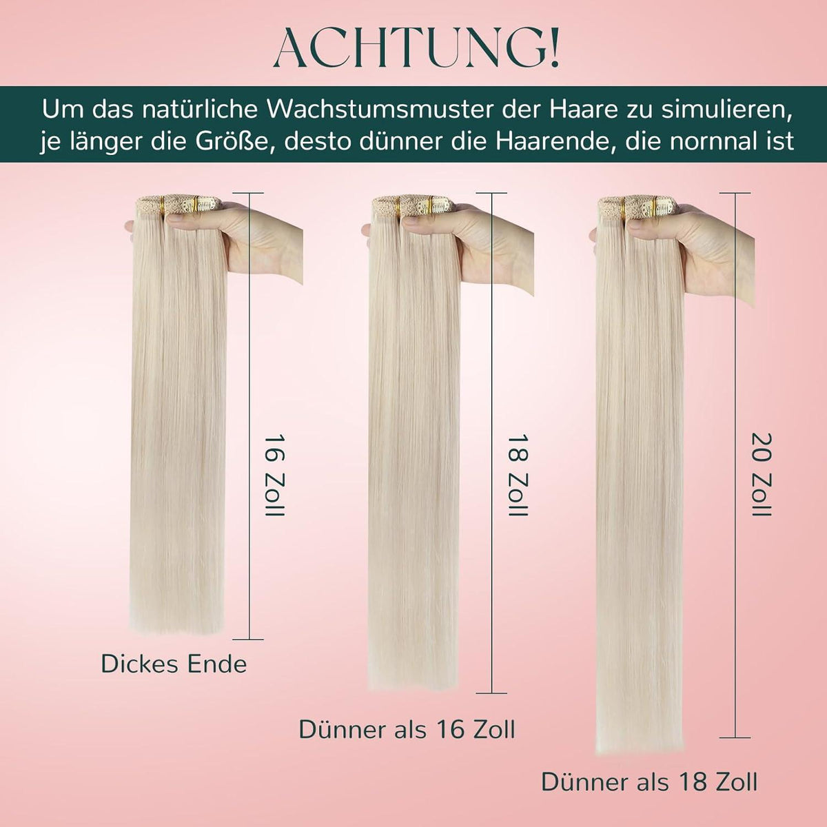 Blond Echthaar Clip-in Extensions – 45cm, 120g, #1000