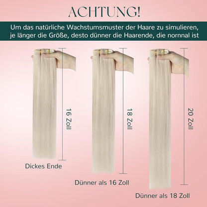 Blond Echthaar Clip-in Extensions – 45cm, 120g, #1000