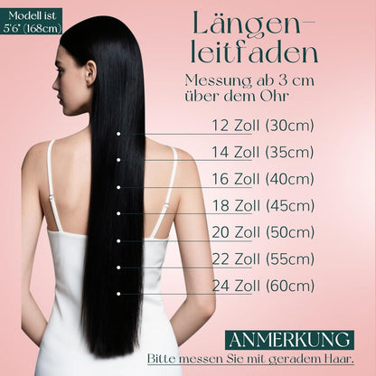 Clip-In Haarverlängerung Echthaar Schwarz 30cm