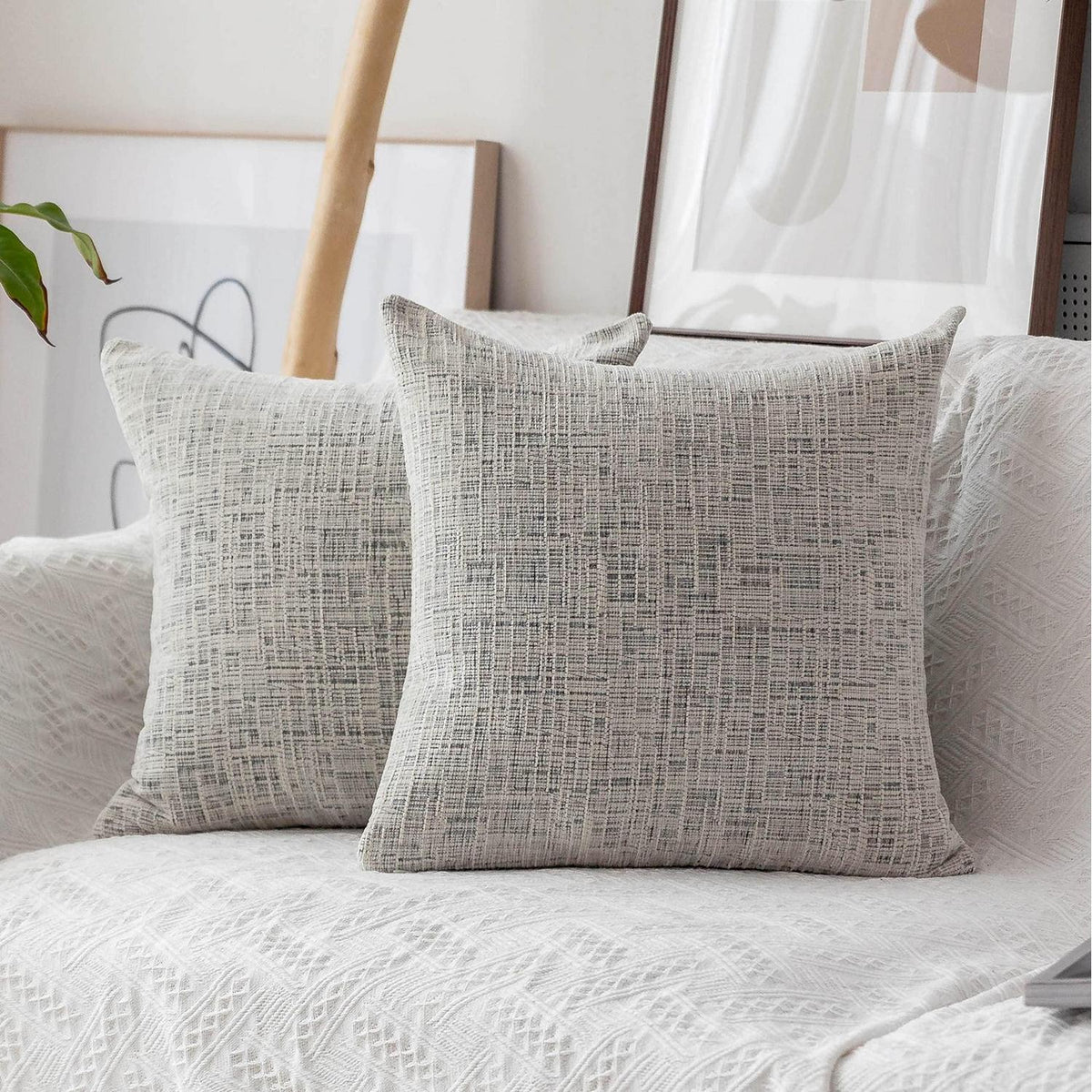 Weiche Chenille Kissenbezüge 66x66 cm - 2er Set