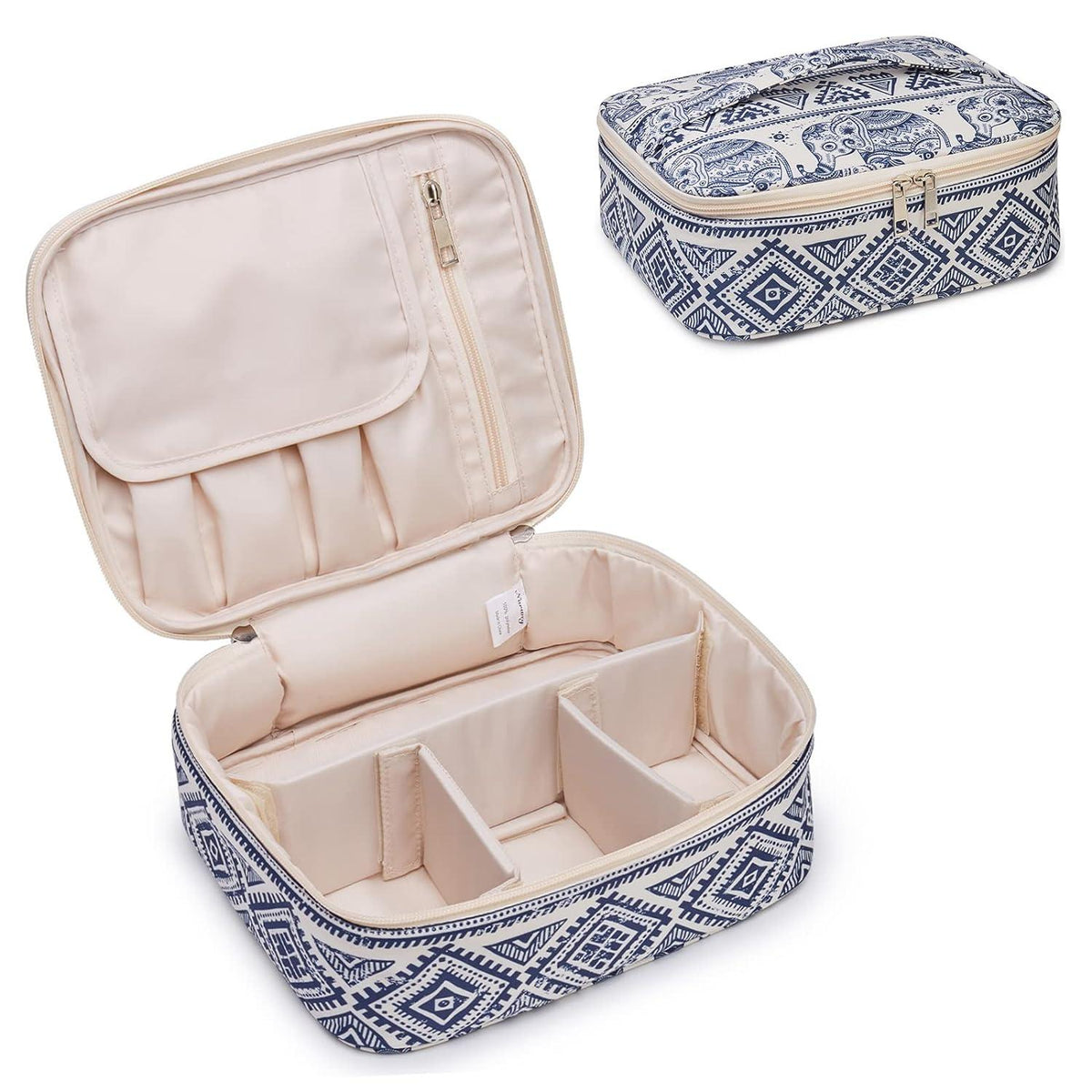 Wasserabweisende Reise Kosmetiktasche mit Bürstenfach und flexiblem