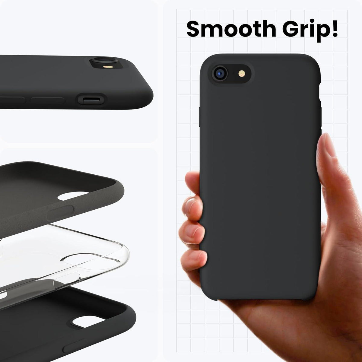 Silikon Case iPhone SE 3 2022 Ultra Dünn Flüssig Schwarz Schutz 4,7 Zoll