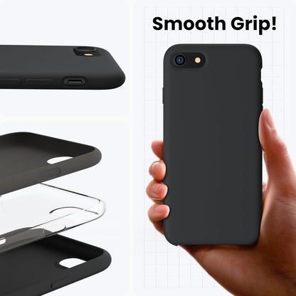 Silikon Case iPhone SE 3 2022 Ultra Dünn Flüssig Schwarz Schutz 4,7 Zoll