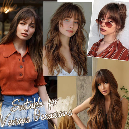Echthaar Clip in Pony Dunkel Auburn Braun Pony Extensions Fringe
