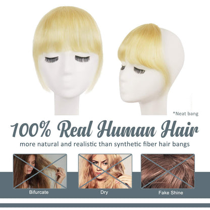 Echthaar Clip in Pony Hellblond Bügel Haarverlängerung
