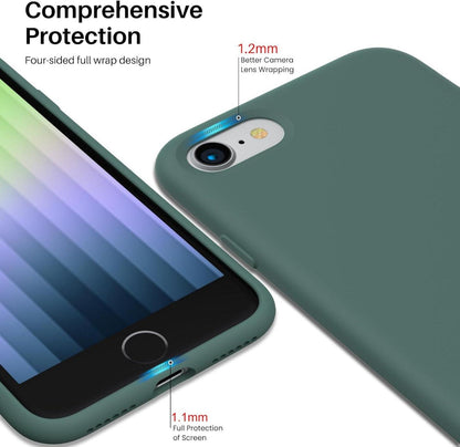 ORNARTO Silikon Case für iPhone SE 3 2022 5G - Ultra Dünn - Voller Schutz - Flüssig Silikon - Piniengrün