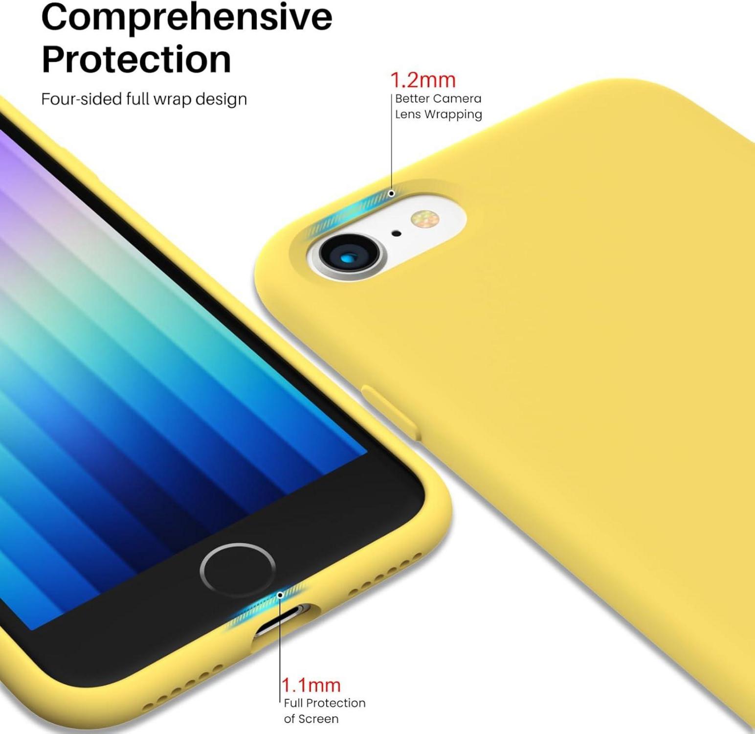 ORNARTO iPhone SE 3 Hülle 2022 5G, iPhone 7/8/SE 2022 Schutzhülle Zitronengelb