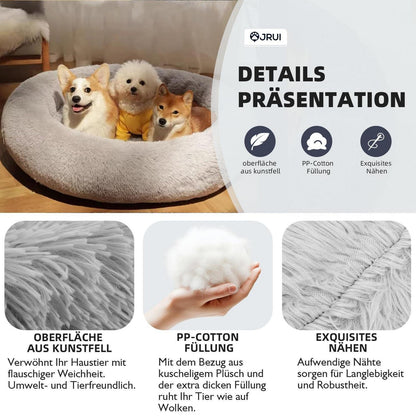 Flauschiges Hundebett Donut – Hellgrau, 110x110cm