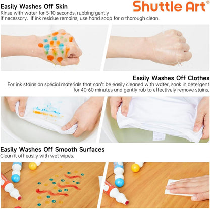 10er Set waschbare Shuttle Art Punktmarker für Kinder mit Malbuch