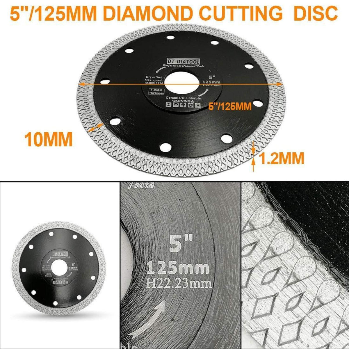 Diamant Trennscheibe 5er Set 125mm X Mesh Turbo für Fliesen & Stein