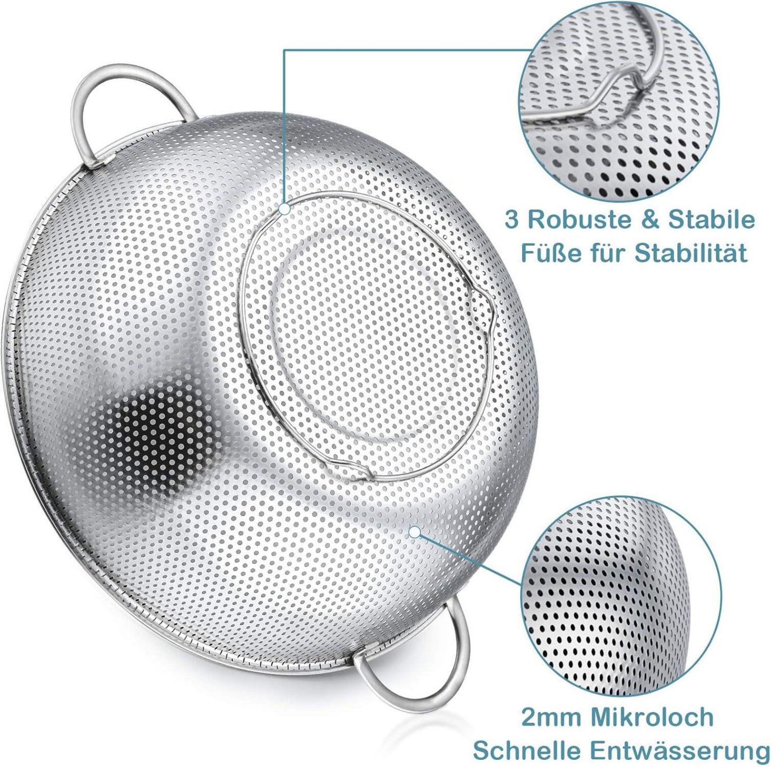 HaWare Edelstahl Küchensieb mit Griff Ø28cm | Großes