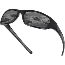 Polarisierte Sportsonnenbrille UV400 Schutz für Damen und Herren Schwarz
