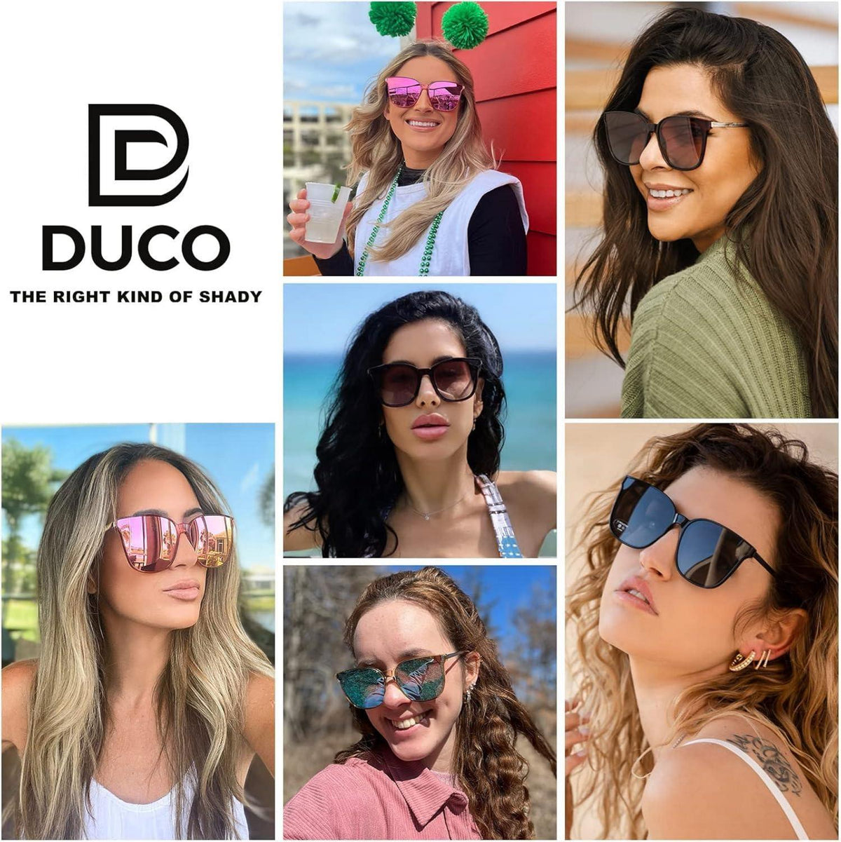 DUCO Polarisierte Damen Sonnenbrille UV400 Vintage Metall Rahmen Ultra Leicht