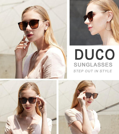 DUCO Damen Sonnenbrille Vintage Polarisiert Rund Metallrahmen UV400