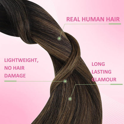 Dunkelbraune Tape-in Haarverlängerung Echthaar 35cm