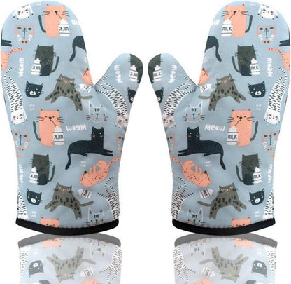Hitzebeständige Ofenhandschuhe Topflappen 2er Pack - Katze