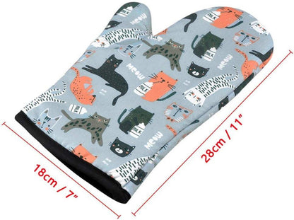 Hitzebeständige Ofenhandschuhe Topflappen 2er Pack Küche Katze