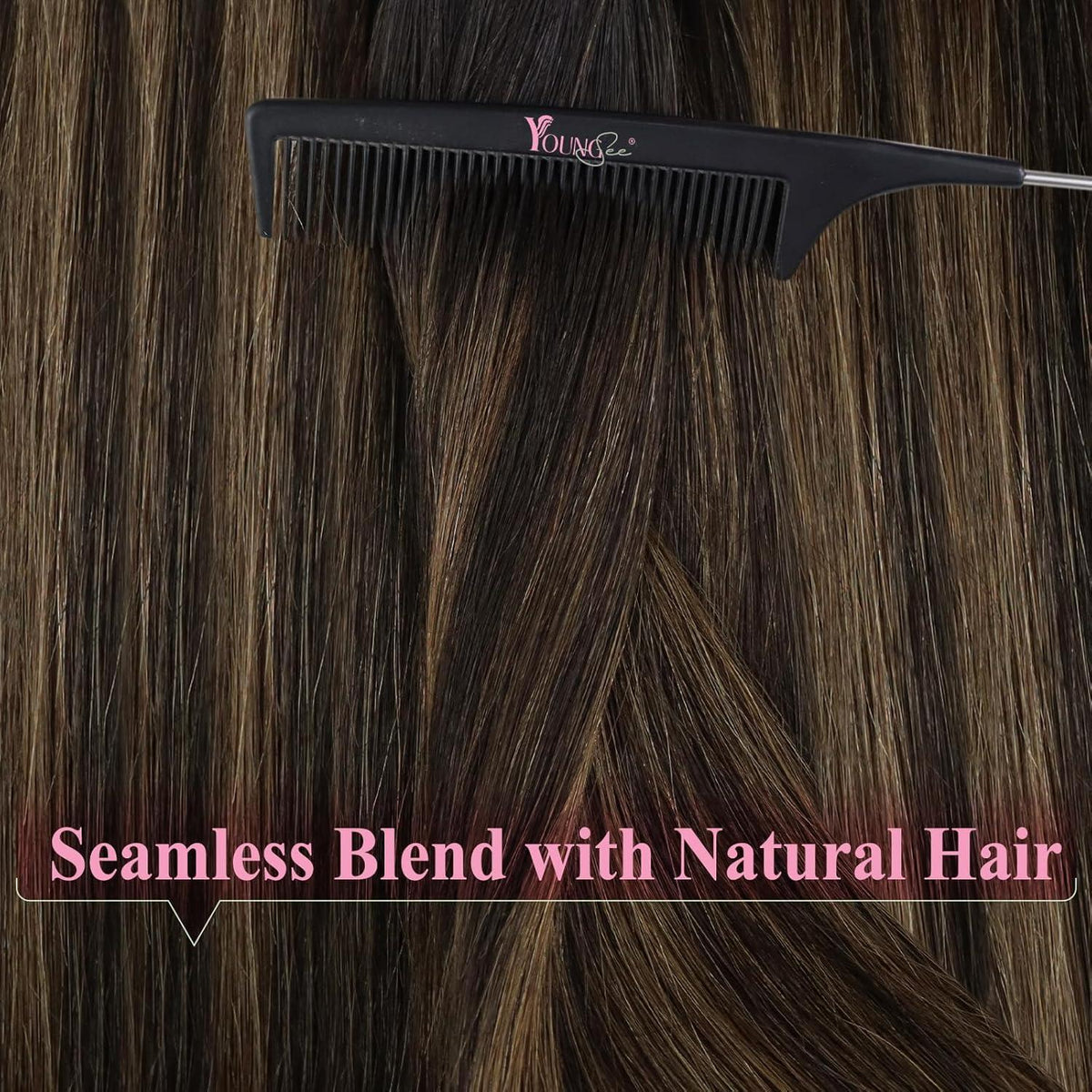 Echthaar Tape Extensions Ombre Braun 60cm