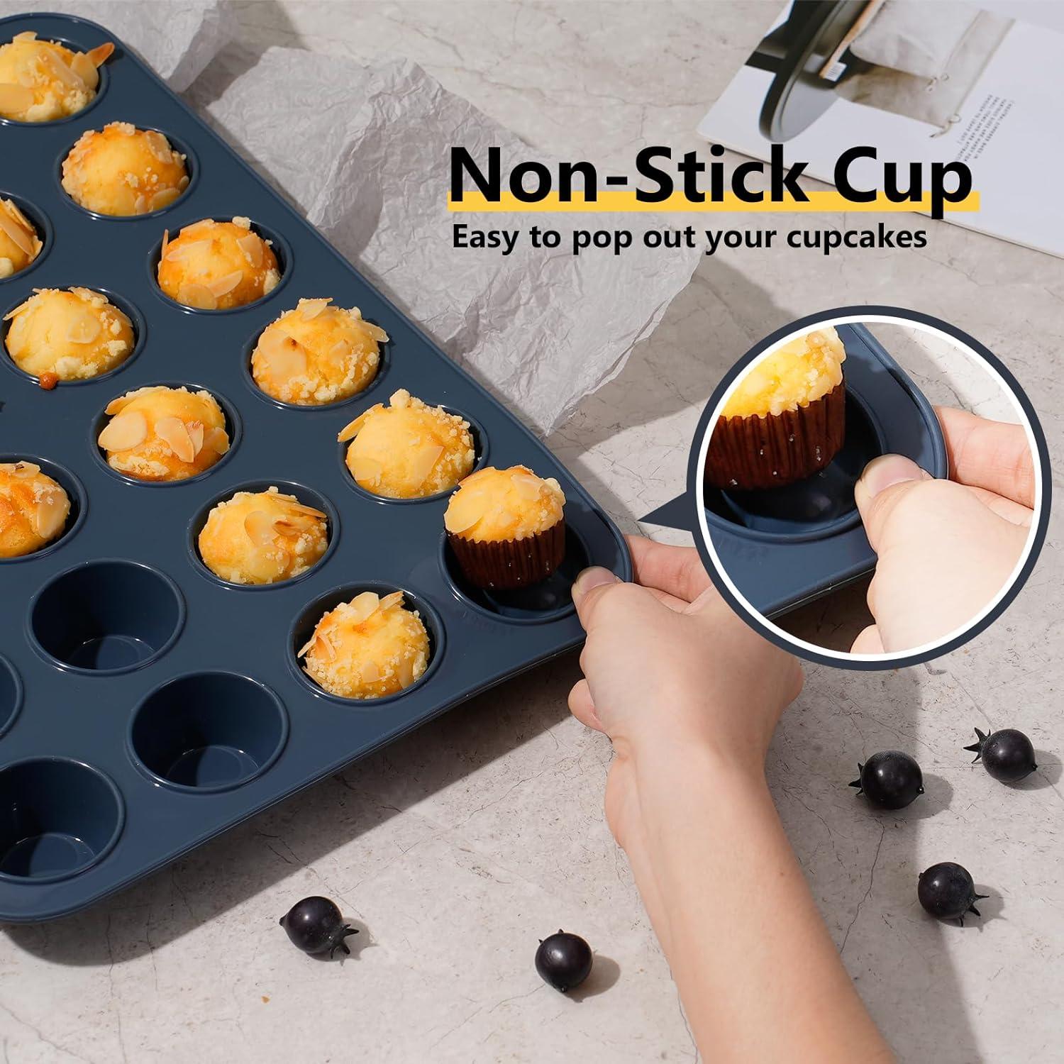 Silikon Muffinform für Mini Cupcakes Brownies Kuchen Pudding 24 Muffins