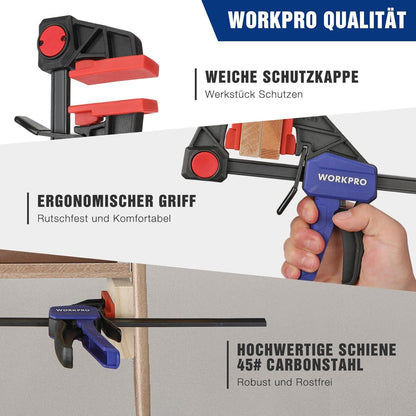 Einhandzwingen Set 2 Stück 305mm Spannweite 68kg Spannkraft 440mm