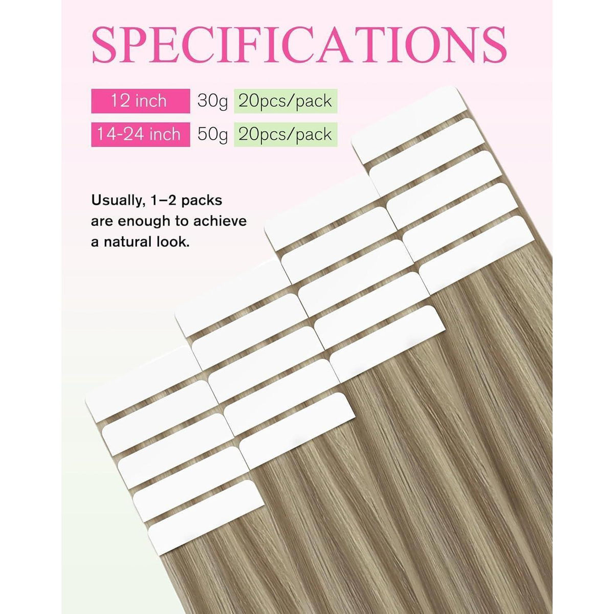 Echthaar Tape Extensions Hellbraun 60 cm – Natürliche Haarverlängerung