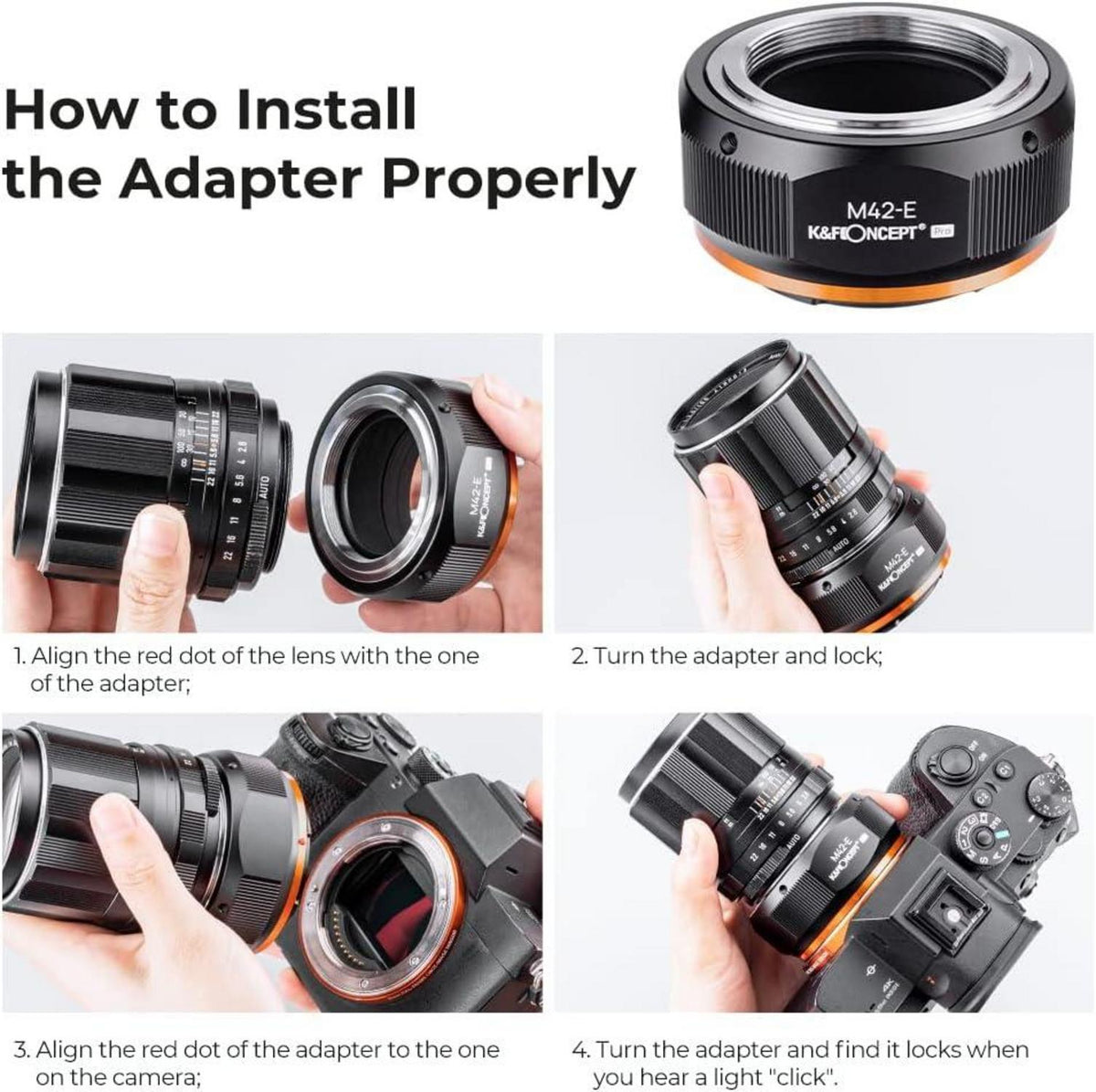 Hochpräziser M42-NEX Objektivadapter für Sony NEX E-Mount Kamera