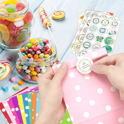 40er Set bunte Geschenktüten mit Aufklebern - Kindergeburtstag, Party, Hochzeit