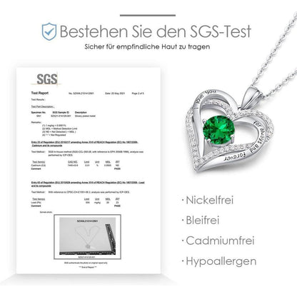 Sterling Silber Herz Halskette mit Geburtsstein und Zirkonia