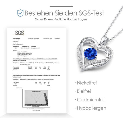 Herz Halskette 925 Sterling Silber Rosegold mit Zirkonia und Geburtsstein