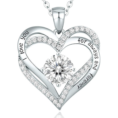 Herz Halskette 925 Sterling Silber Rosegold mit Zirkonia und Geburtsstein