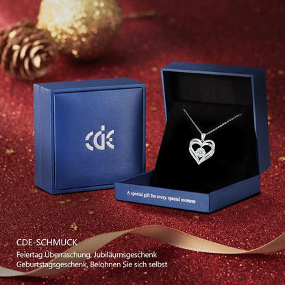 Herz Halskette 925 Sterling Silber Rosegold mit Zirkonia und Geburtsstein