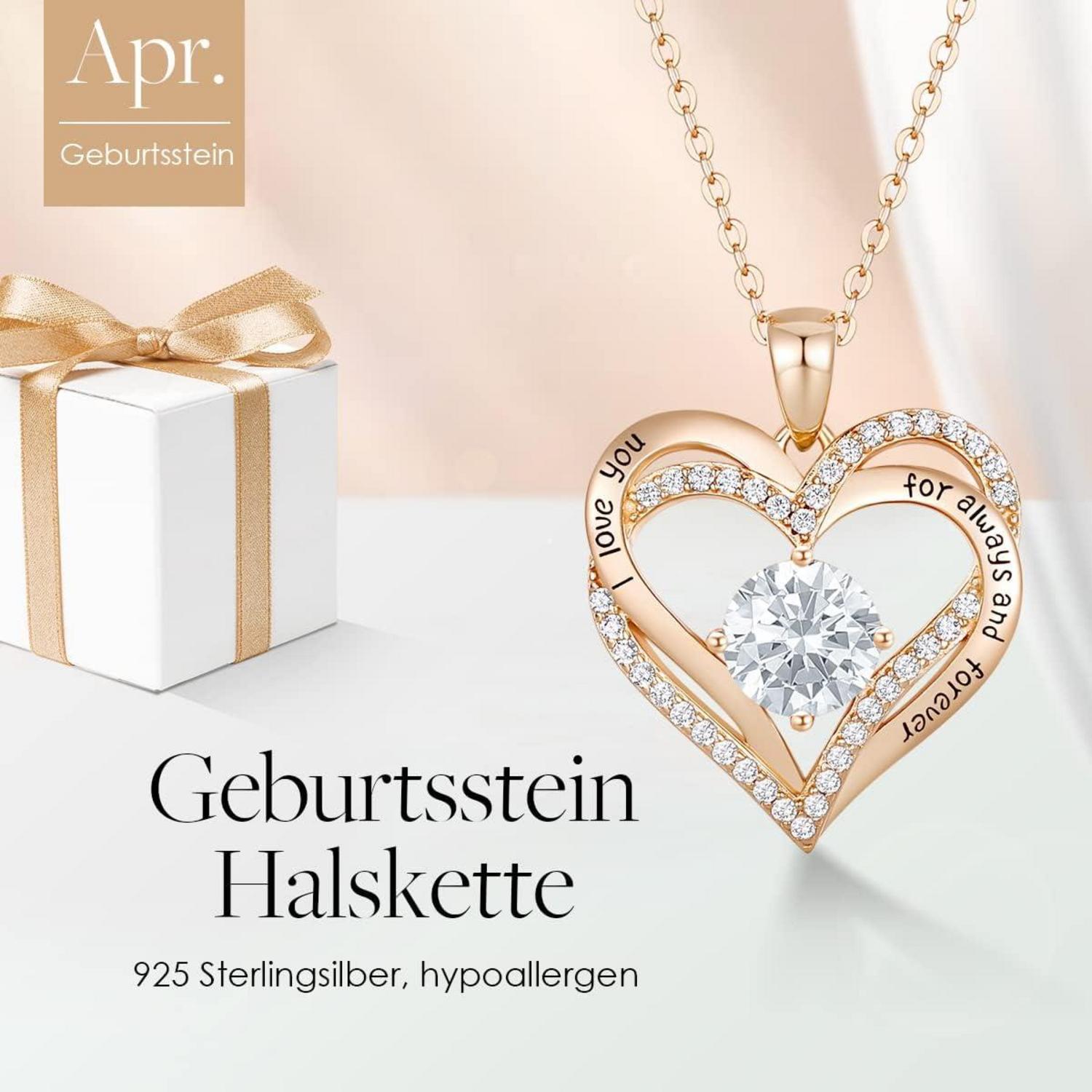 CDE 925 Sterling Silber Herz Geburtsstein Anhänger Halskette
