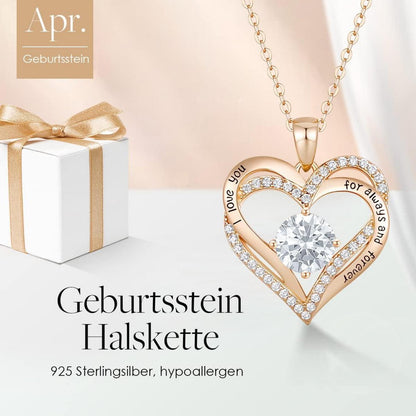CDE 925 Sterling Silber Herz Geburtsstein Anhänger Halskette