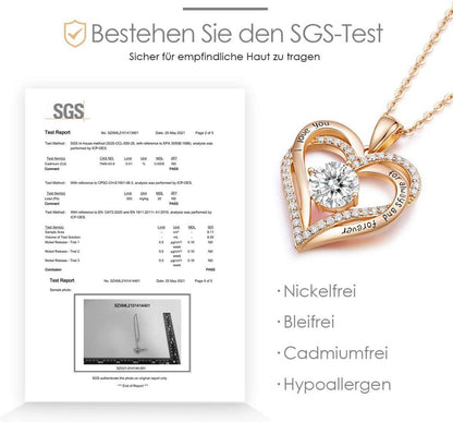 925 Silber Rosegold Herz Geburtsstein Anhänger Halskette Frauen