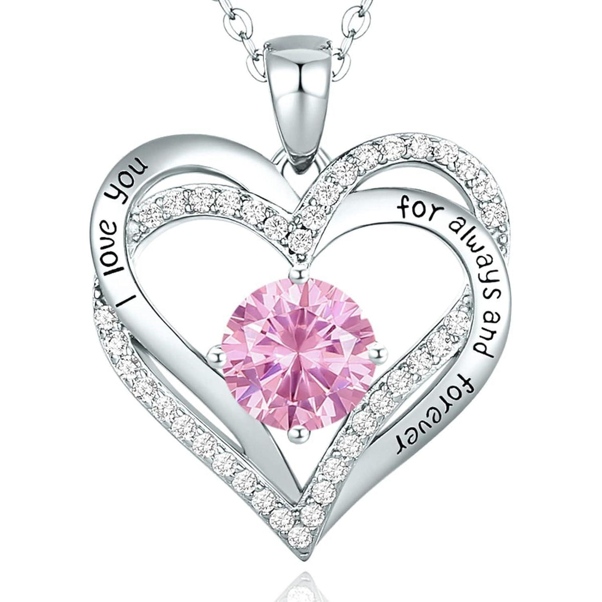 Sterling Silber Herz Halskette mit Zirkonia und Geburtsstein