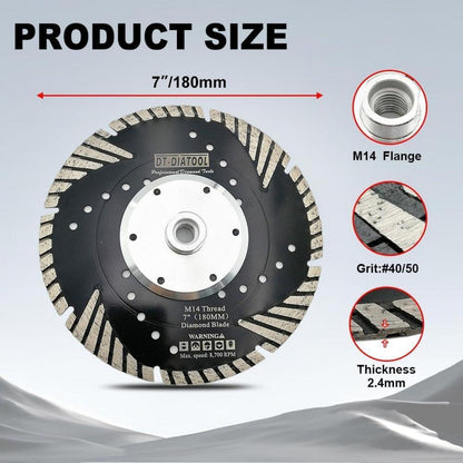 Diamant Trennscheibe 180mm M14 Turbo für Beton & Granit (2 Stk.)