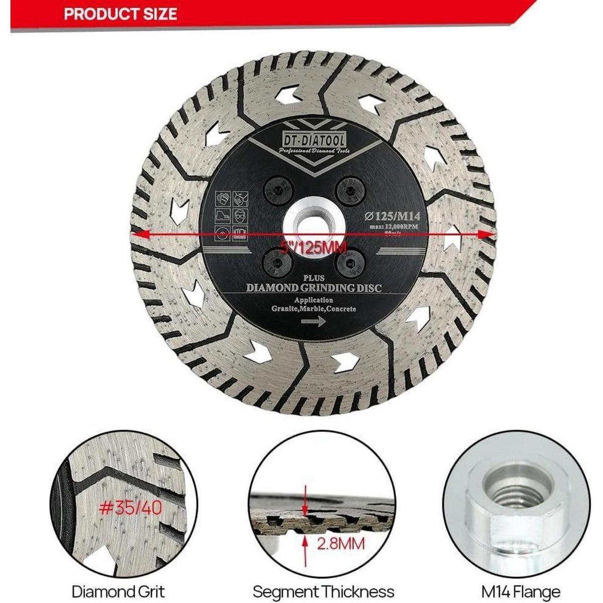 Diamant Trennscheiben 2er Set 125mm M14 für Stein Beton