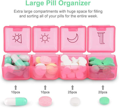 Pillendose 7 Tage 4x täglich BPA-frei Feuchtigkeitsbeständig