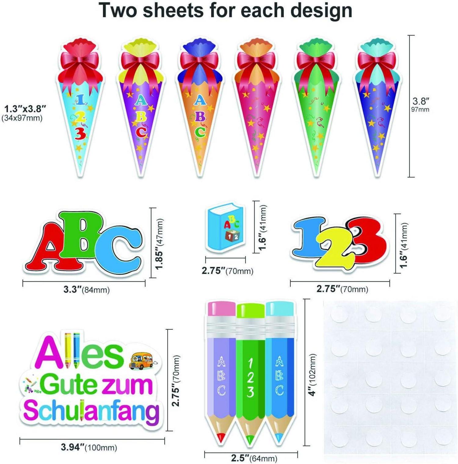 HOWAF ABC 123 Schulanfang Konfetti Zuckertüte Tischdeko