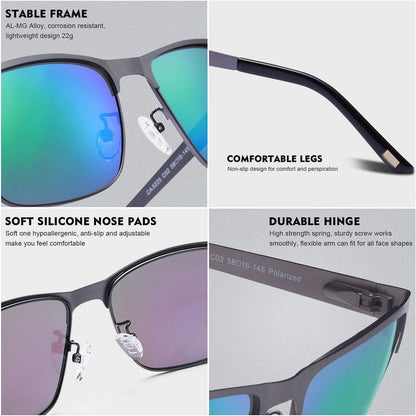 CARFIA Polarisierte Herren Sonnenbrille Metallrahmen UV 400 Sportbrille